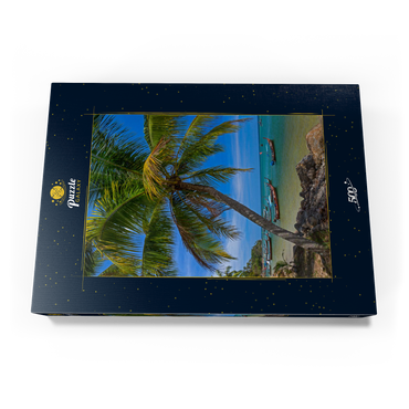 Darstellung des Puzzle Motivs Fischerboote am Strand von Bang Tao, Insel Phuket, Thailand 500 Puzzle Schachtel Ansicht3