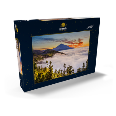 Darstellung des Puzzle Motivs Abend über den Passatwolken am Cumbre Dorsal mit Blick zum Pico del Teide (3718m), Teneriffa 1000 Puzzle Schachtel Ansicht2