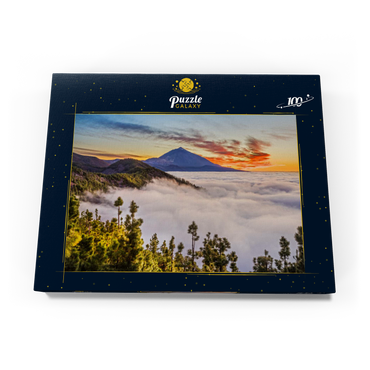 Darstellung des Puzzle Motivs Abend über den Passatwolken am Cumbre Dorsal mit Blick zum Pico del Teide (3718m), Teneriffa 100 Puzzle Schachtel Ansicht3