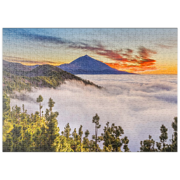 Darstellung des Puzzle Motivs puzzleplate Abend über den Passatwolken am Cumbre Dorsal mit Blick zum Pico del Teide (3718m), Teneriffa 500 Puzzle