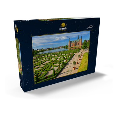 Darstellung des Puzzle Motivs Wasserschloss Frederiksborg, Hilleröd, Seeland, Dänemark 500 Puzzle Schachtel Ansicht2