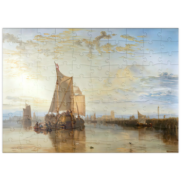 Darstellung des Puzzle Motivs puzzleplate Dort or Dordrecht: The Dort packet-boat from Rotterdam becalmed 100 Puzzle