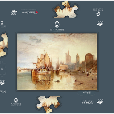 Darstellung des Puzzle Motivs Cologne, the Arrival of a Packet-Boat: Evening 100 Puzzle Schachtel 3D Modell