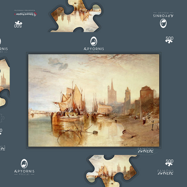 Darstellung des Puzzle Motivs Cologne, the Arrival of a Packet-Boat: Evening 500 Puzzle Schachtel 3D Modell