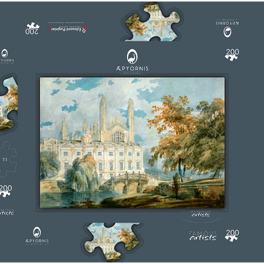 Darstellung des Puzzle Motivs Clare Hall and King’s College Chapel, Cambridge, from the Banks of the River Cam 200 Puzzle Schachtel 3D Modell