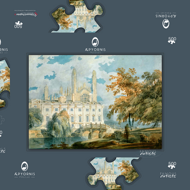 Darstellung des Puzzle Motivs Clare Hall and King’s College Chapel, Cambridge, from the Banks of the River Cam 500 Puzzle Schachtel 3D Modell