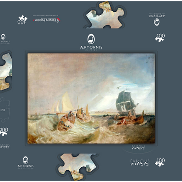 Darstellung des Puzzle Motivs Shipping at the Mouth of the Thames 100 Puzzle Schachtel 3D Modell