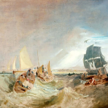 Darstellung des Puzzle Motivs Shipping at the Mouth of the Thames 500 Puzzle 3D Modell