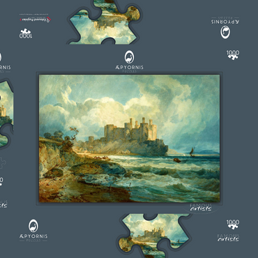 Darstellung des Puzzle Motivs Conway Castle, North Wales 1000 Puzzle Schachtel 3D Modell