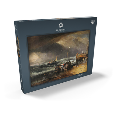 Darstellung des Puzzle Motivs A Coast Scene with Fishermen Hauling a Boat Ashore 100 Puzzle Schachtel Ansicht2