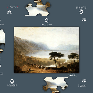 Darstellung des Puzzle Motivs Lake of Geneva from Montreux 1000 Puzzle Schachtel 3D Modell