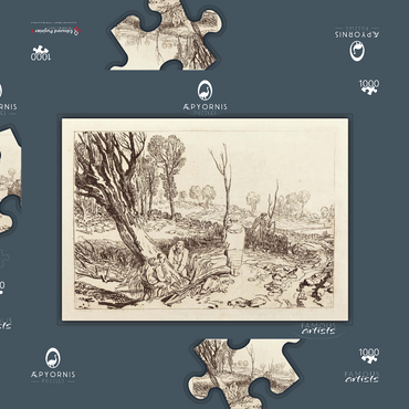 Darstellung des Puzzle Motivs Hedging and Ditching 1000 Puzzle Schachtel 3D Modell