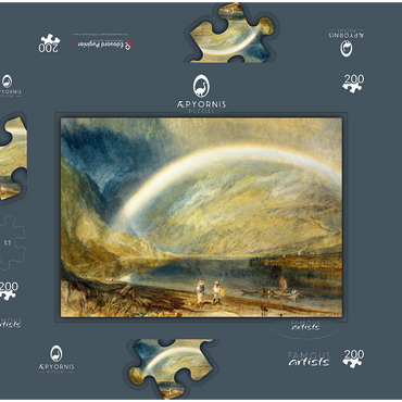 Darstellung des Puzzle Motivs Rainbow: A View on the Rhine from Dunkholder Vinyard, of Ostersprey and Feltzen below Bosnart 200 Puzzle Schachtel 3D Modell
