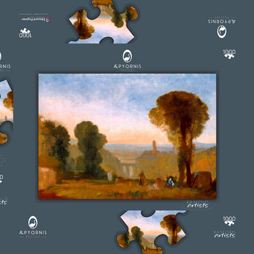 Darstellung des Puzzle Motivs Italian Landscape with Bridge and Tower 1000 Puzzle Schachtel 3D Modell