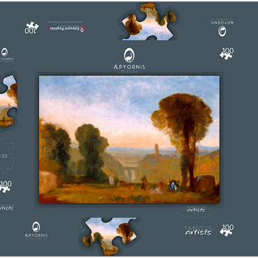 Darstellung des Puzzle Motivs Italian Landscape with Bridge and Tower 100 Puzzle Schachtel 3D Modell