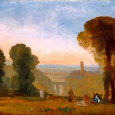 Darstellung des Puzzle Motivs Italian Landscape with Bridge and Tower 500 Puzzle 3D Modell