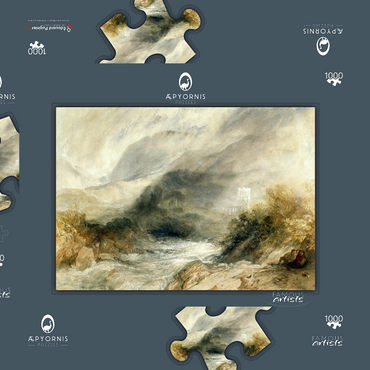 Darstellung des Puzzle Motivs Llanthony Abbey, Monmouthshire 1000 Puzzle Schachtel 3D Modell