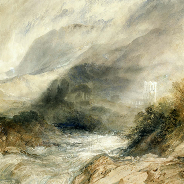 Darstellung des Puzzle Motivs Llanthony Abbey, Monmouthshire 100 Puzzle 3D Modell