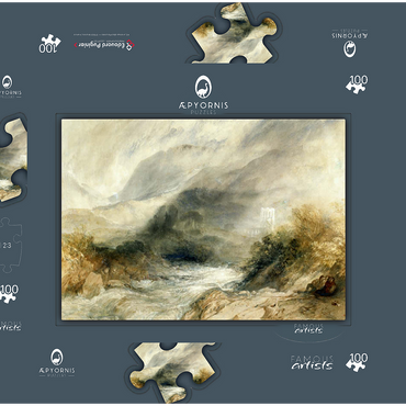 Darstellung des Puzzle Motivs Llanthony Abbey, Monmouthshire 100 Puzzle Schachtel 3D Modell