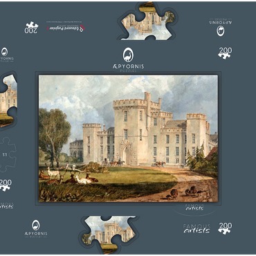 Darstellung des Puzzle Motivs View of Hampton Court, Herefordshire, from the Northwest 200 Puzzle Schachtel 3D Modell