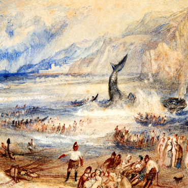 Darstellung des Puzzle Motivs The Whale on Shore 100 Puzzle 3D Modell