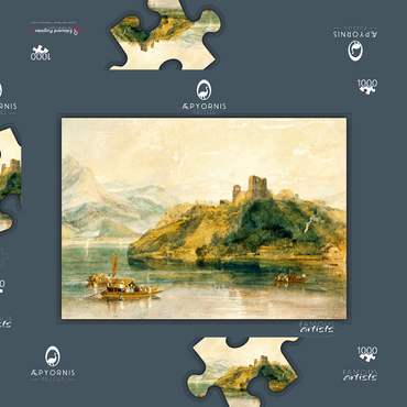 Darstellung des Puzzle Motivs Château de Rinkenberg, on the Lac de Brienz, Switzerland 1000 Puzzle Schachtel 3D Modell