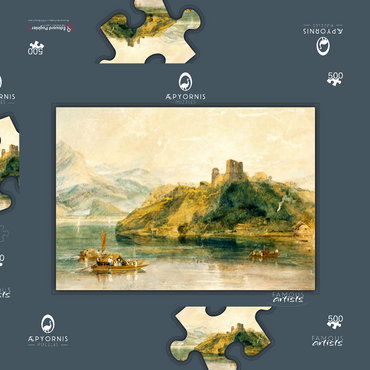 Darstellung des Puzzle Motivs Château de Rinkenberg, on the Lac de Brienz, Switzerland 500 Puzzle Schachtel 3D Modell