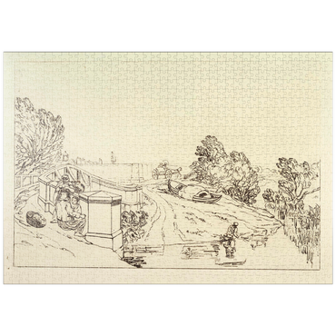 Darstellung des Puzzle Motivs puzzleplate Water Cress Gatherers ( (Liber Studiorum, part XIII) 1000 Puzzle