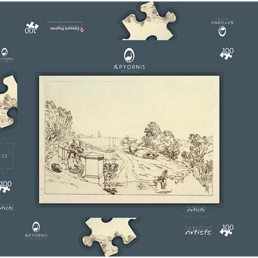 Darstellung des Puzzle Motivs Water Cress Gatherers ( (Liber Studiorum, part XIII) 100 Puzzle Schachtel 3D Modell