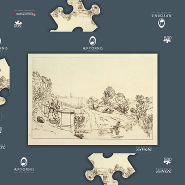 Darstellung des Puzzle Motivs Water Cress Gatherers ( (Liber Studiorum, part XIII) 500 Puzzle Schachtel 3D Modell