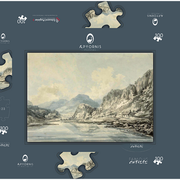 Darstellung des Puzzle Motivs Mountainous Landscape 100 Puzzle Schachtel 3D Modell