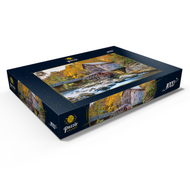 Darstellung des Puzzle Motivs Babcock State Park, West Virginia, USA bei Glade Creek Grist Mill während der Herbstsaison. 1000 Puzzle Schachtel Ansicht1