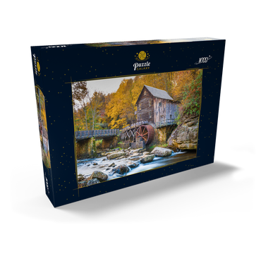 Darstellung des Puzzle Motivs Babcock State Park, West Virginia, USA bei Glade Creek Grist Mill während der Herbstsaison. 1000 Puzzle Schachtel Ansicht2