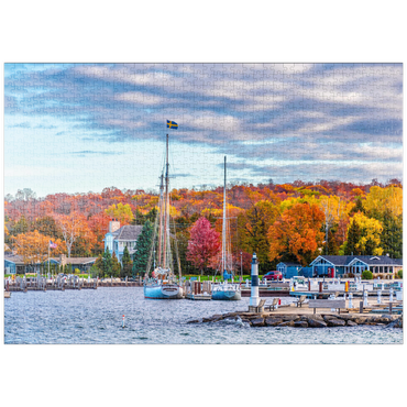 Darstellung des Puzzle Motivs puzzleplate Sister Bay Stadt Hafenblick in Door County Wisconsin 1000 Puzzle