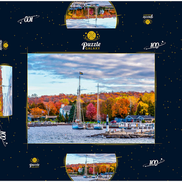 Darstellung des Puzzle Motivs Sister Bay Stadt Hafenblick in Door County Wisconsin 100 Puzzle Schachtel 3D Modell