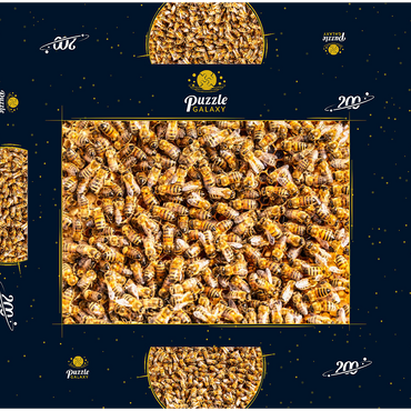 Darstellung des Puzzle Motivs Arbeiter Honigbienen auf einem Rahmen aus einem Bienenstock. 200 Puzzle Schachtel 3D Modell