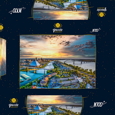 Darstellung des Puzzle Motivs Memphis Tennessee TN Downtown Drone Skyline Luftbild. 1000 Puzzle Schachtel 3D Modell