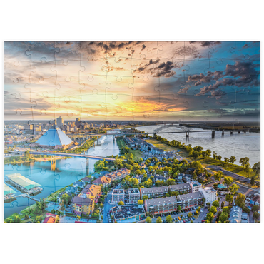 Darstellung des Puzzle Motivs puzzleplate Memphis Tennessee TN Downtown Drone Skyline Luftbild. 100 Puzzle