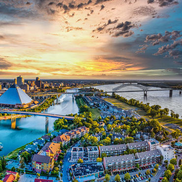 Darstellung des Puzzle Motivs Memphis Tennessee TN Downtown Drone Skyline Luftbild. 500 Puzzle 3D Modell