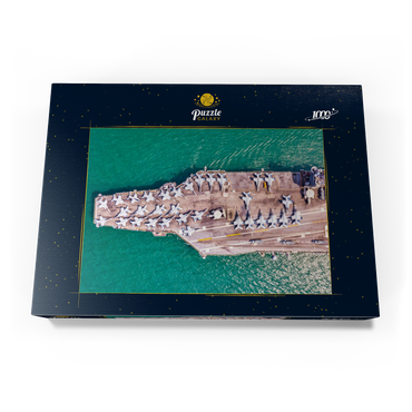 Darstellung des Puzzle Motivs Draufsicht Flugzeugträger segeln auf dem Ozean 1000 Puzzle Schachtel Ansicht3