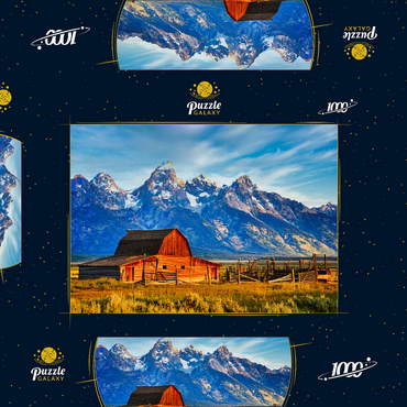 Darstellung des Puzzle Motivs Barn on Mormon Run , Wyoming beliebteste Scheune in Jackson Hole. 1000 Puzzle Schachtel 3D Modell