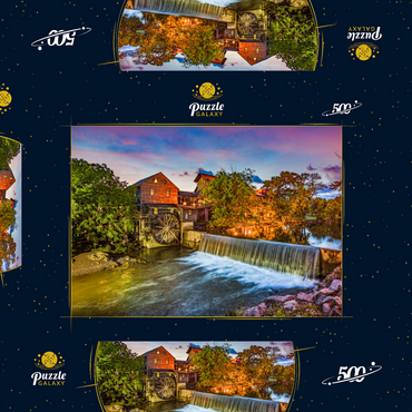 Darstellung des Puzzle Motivs Taubenschmiede Tennessee TN Alte Mühle. 500 Puzzle Schachtel 3D Modell