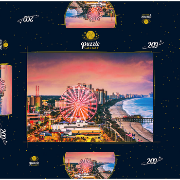 Darstellung des Puzzle Motivs Myrtle Beach, South Carolina, USA Skyline der Stadt. 200 Puzzle Schachtel 3D Modell