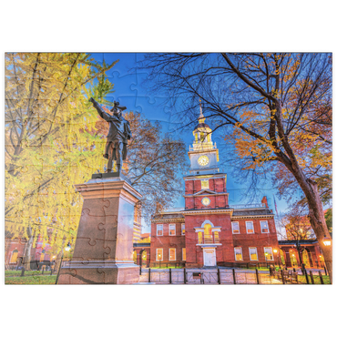 Darstellung des Puzzle Motivs puzzleplate Independence Hall in Philadelphia, Pennsylvania, USA. 100 Puzzle