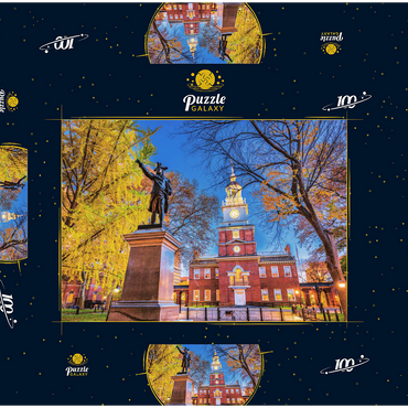 Darstellung des Puzzle Motivs Independence Hall in Philadelphia, Pennsylvania, USA. 100 Puzzle Schachtel 3D Modell