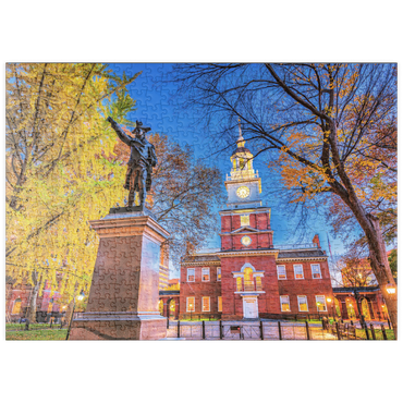 Darstellung des Puzzle Motivs puzzleplate Independence Hall in Philadelphia, Pennsylvania, USA. 500 Puzzle