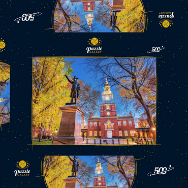 Darstellung des Puzzle Motivs Independence Hall in Philadelphia, Pennsylvania, USA. 500 Puzzle Schachtel 3D Modell