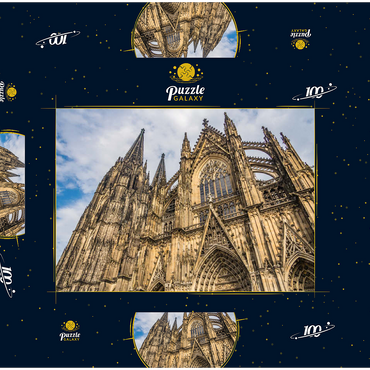 Darstellung des Puzzle Motivs Kölner Dom, Denkmal des deutschen Katholizismus und der gotischen Architektur in Köln. 100 Puzzle Schachtel 3D Modell