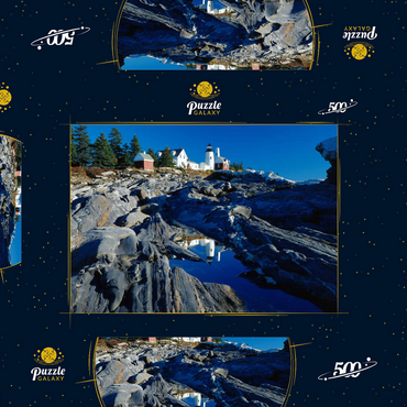 Darstellung des Puzzle Motivs Leuchtturm am Pemaquid Point, Maine, USA 500 Puzzle Schachtel 3D Modell