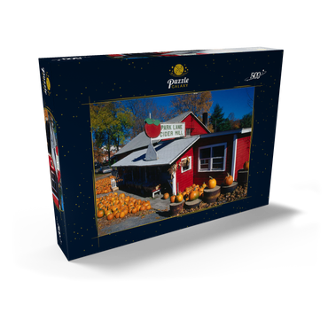 Darstellung des Puzzle Motivs Gemüseladen mit Kürbisse, Connecticut, USA 500 Puzzle Schachtel Ansicht2